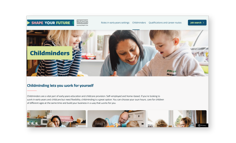 childminders website page